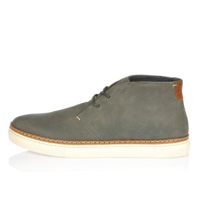Grey nubuck leather boots